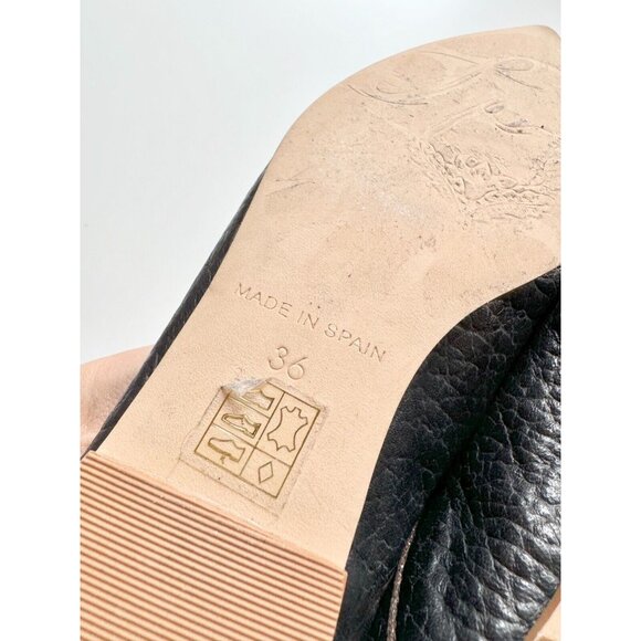 FREE PEOPLE St. Lucia Black Leather Pointed Toe Slip On Babouche Flats, Size 36 - Picture 12 of 14